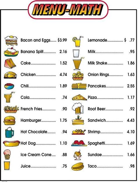 I suggest you print and laminate the menu so you can use it with each of the activities, or as a math center in the classroom. Pin on Free Printable Math Worksheets