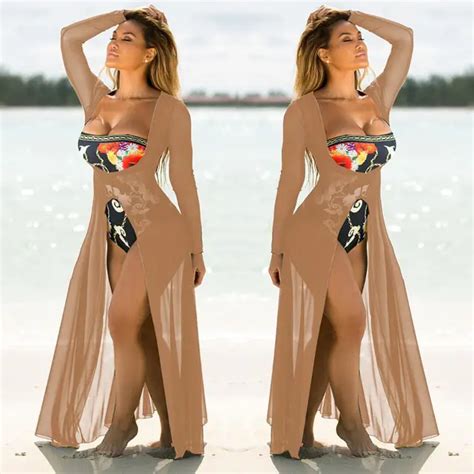 Sexy Women Mesh Dress 2019 New Summer See Through Beach Cover Up Bikini Swimwear Coverup Sarong