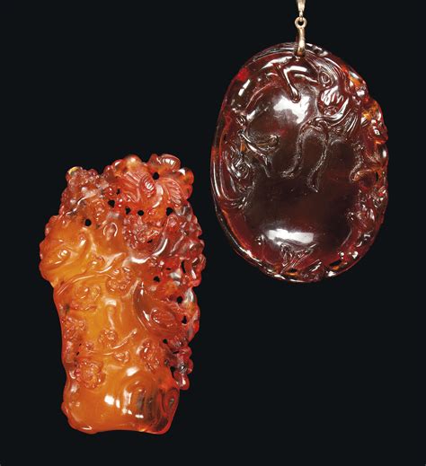 Two Chinese Amber Carvings 20th Century Christies
