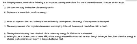 For Living Organisms Which Of The Following Is An Important Consequence