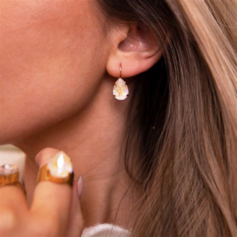 Caroline Svedbom Mini Drop Clasp Earrings Gold Ivory Cream Delite Ejesbyejes