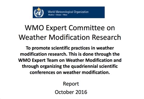 Wmo Expert Committee On Weather Modification Research Zero Geoengineering