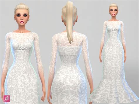 The Sims Resource White Lace Gown New Mesh