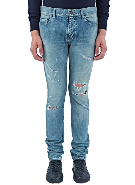 Saint Laurent Mens 5 Pocket New Trash Jeans In Blue Modesens