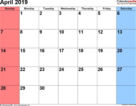 Download and print your april calendars for free! April 2019 Calendars for Word, Excel & PDF