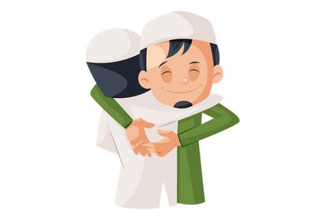 Best Premium Muslim Brothers Hug Each Other Illustration Download In