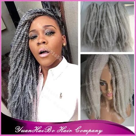 Stock 20 Fold Gray Afro Kinky Twists Silver Grey Synthetic Marley