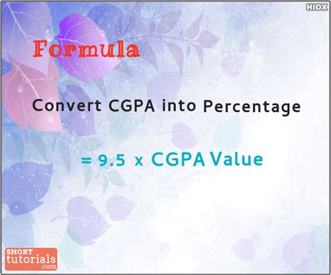 If you'd prefer to figure your total grade point average by hand, total the credit hours and then the grade points from all semesters. Convert Cgpa Into Percentage Formula