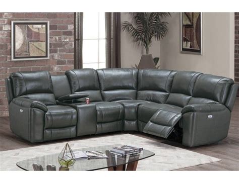 Leather express sells top grain leather furniture including leather sofas, leather sectionals, leather recliners and home theater seating. Gary Power Recliner Sectional Grey Top Grain Leather ...