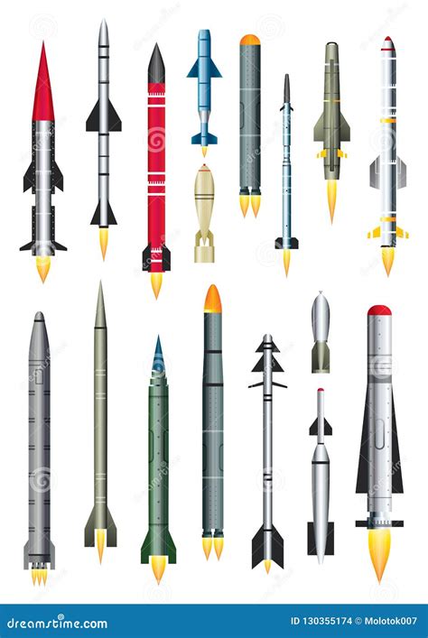 Military Missile Rocket Isolated On White Vector Illustration