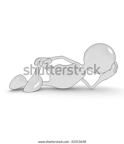3d Cartoon Character Laying Down Relaxing Stock Illustration 32353648
