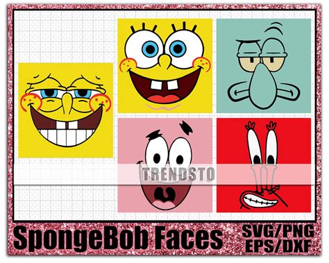 Bob Esponja Se Enfrenta A Svg Bob Esponja Caras Cricut Etsy