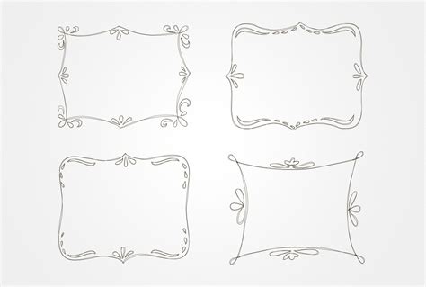 Hand Drawn Doodle Frames Borders Vector Set By Microv