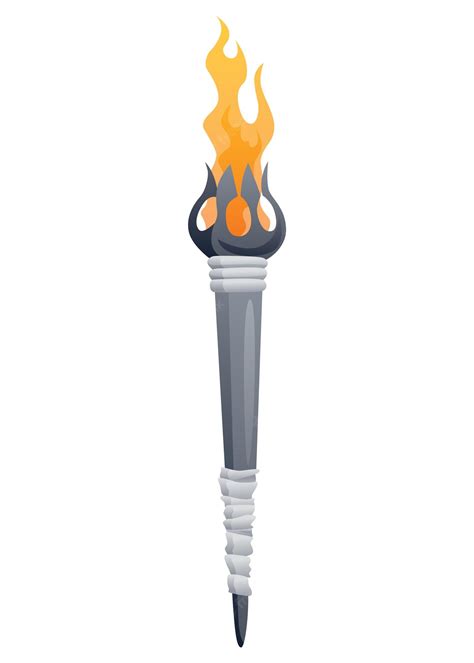 Premium Vector Medieval Torch With Burning Fire Ancient Realistic