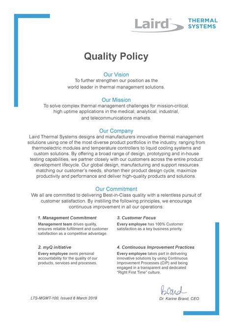 Quality Policy | The World Leader in Thermal Management Solutions