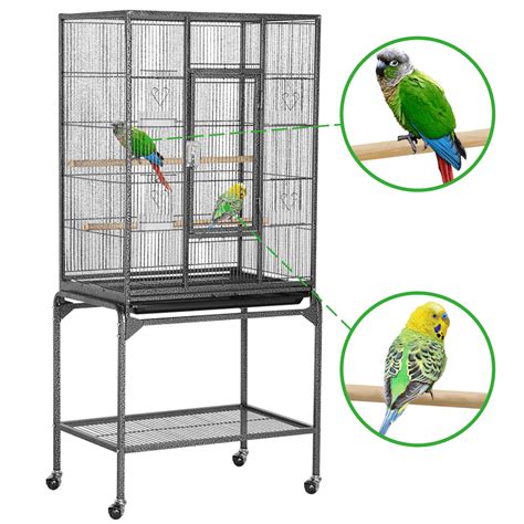 Buy Smilemart 54 Metal Rolling Bird Cage With Detachable Stand Black