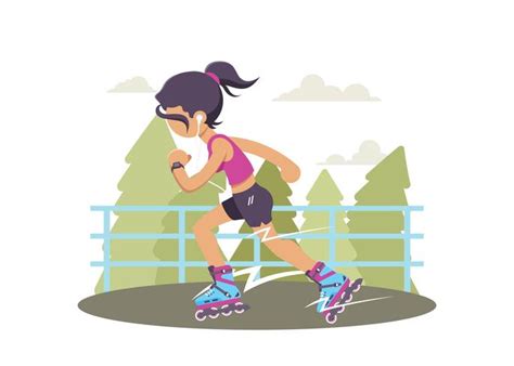 Young Girl On Rollerblade Illustration 166703 Vector Art At Vecteezy