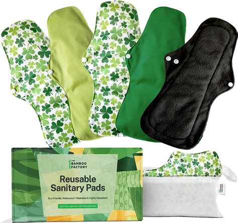 The Bamboo Factory Reusable Sanitary Pads 5 Pc Washable Pads For