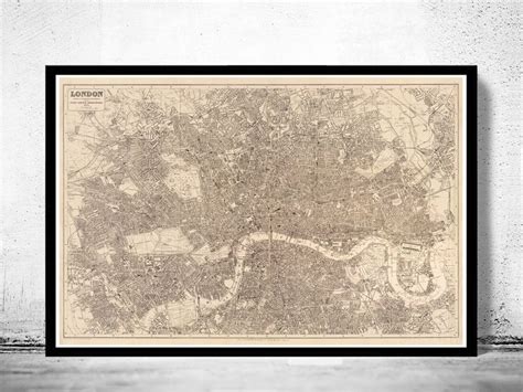 Old Map Of London England United Kingdom 1894 Product Image Old