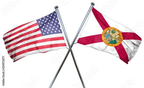 Florida And Usa Flag 3d Rendering Crossed Flags Stock Photo And