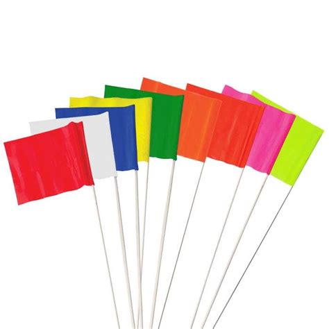 Glo Orange Vinyl Stake Flags With Wire Stakes Bundle Of 100 Oversize