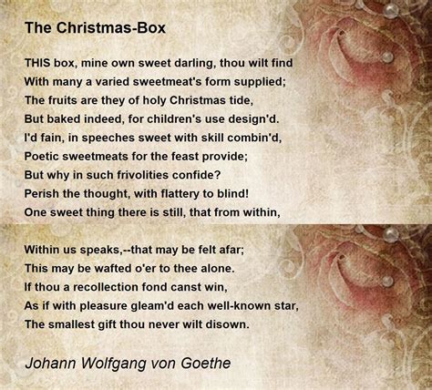 The Christmas Box Poem By Johann Wolfgang Von Goethe Poem Hunter
