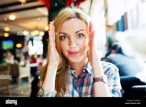 Girl Emotions Make Up Joy Smart Sight Positive Stock Photo Alamy
