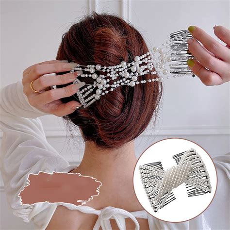 Woman Pearl Double Slide Magic Hair Comb Clip Stretchy Hair Styling Hair Clips Twist Bun