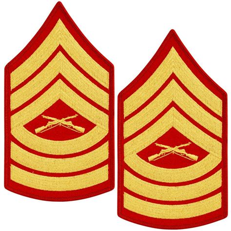 Usmc Chevron Gold Embroidered On Red Msgt Master Sergeant