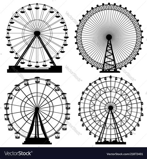 Set Of Silhouettes Ferris Wheel Royalty Free Vector Image