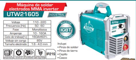 Hemaquina Soldar Total Inverter 120220v 160 Utw21605 Ventura