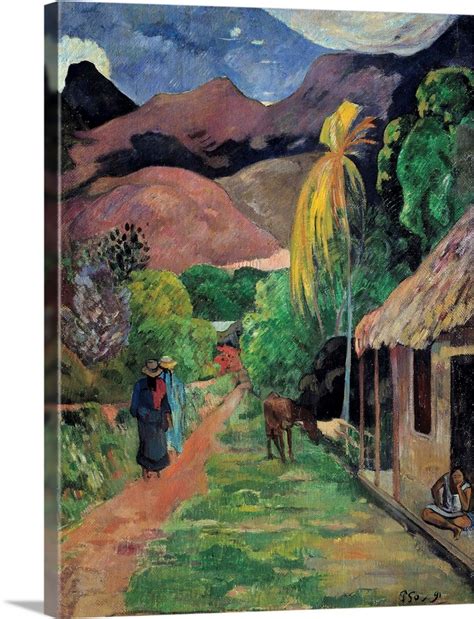 A Street In Tahiti By Paul Gauguin Wall Art Canvas Prints Framed