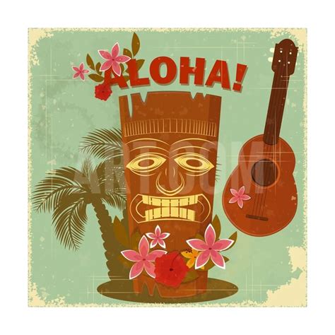 vintage hawaiian postcard art print elfivetrov vintage hawaiian postcard art