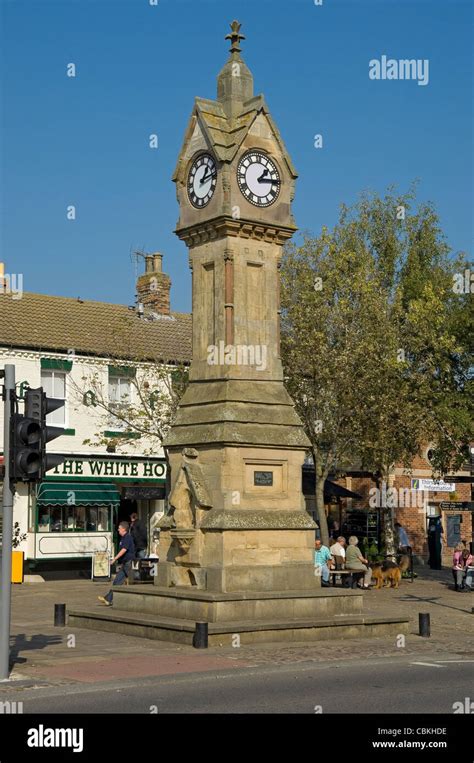 Clock Tower In Summer Market Place Thirsk North Yorkshire England Uk
