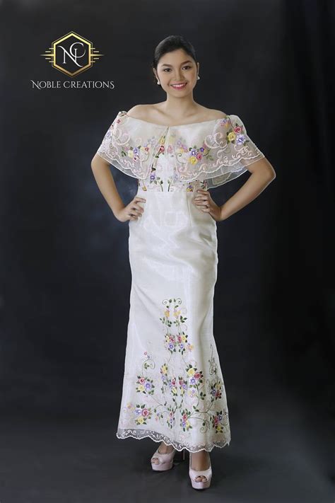 Filipiniana Dress Hand Painted And Embroidered Maria Etsy