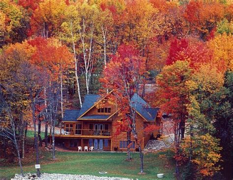 Look At The Autumn Colors At The Rustic Cabin Cabins In The Woods