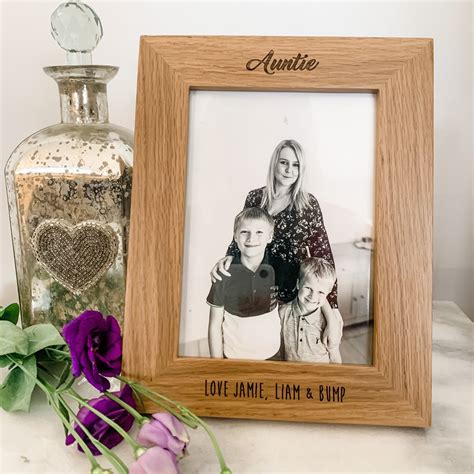 Engraved Wood Frame Personalised Solid Oak Photo Frame Etsy Uk