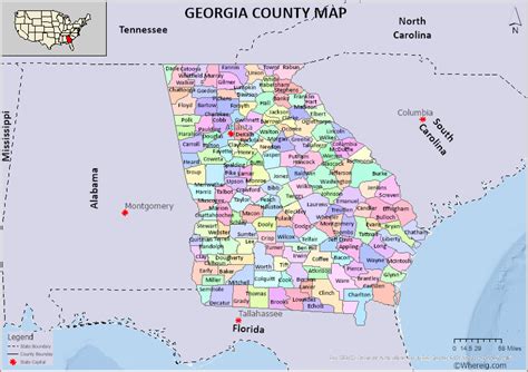 Georgia County Map List Of Counties In Georgia And Seats