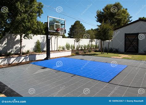 Luxurious Resort Mansion Outdoor Basketball Court Royalty Free Stock