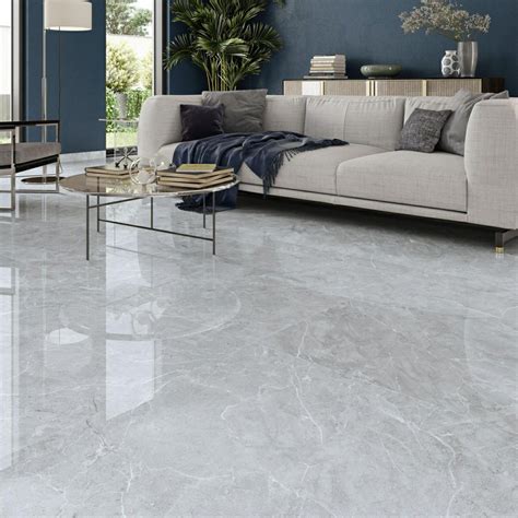 Living Room With Grey Marble Floor Uk