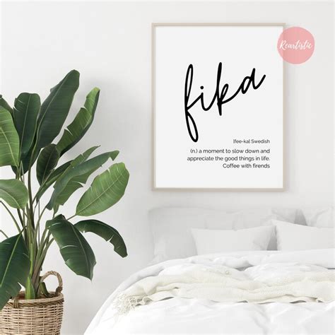 Fika Swedish Quote Print Inspirational Printable Poster Sweden Etsy