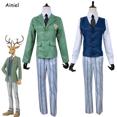 New Anime Beastars Costume Deer Louis Suit Set Shirt Vest Pants Tie