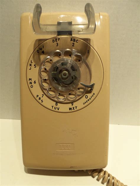 Vintage Itt Phone Northern Telecom Yellowpeach Rotary Dial Wall Mount