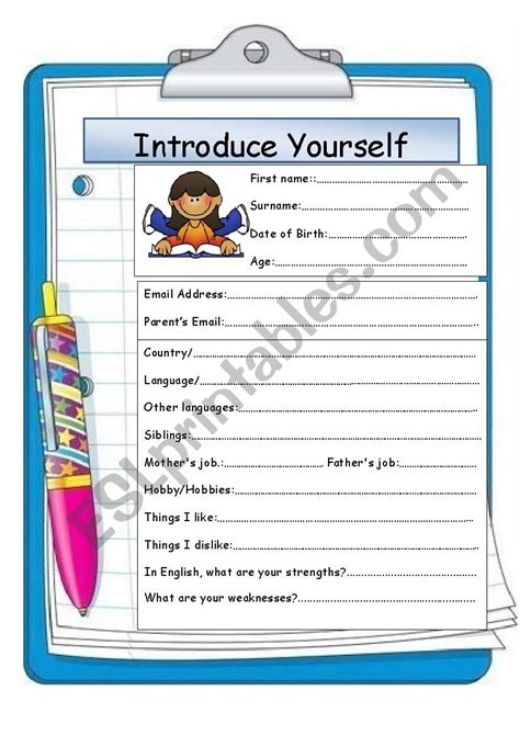 introducing yourself interactive worksheet worksheets