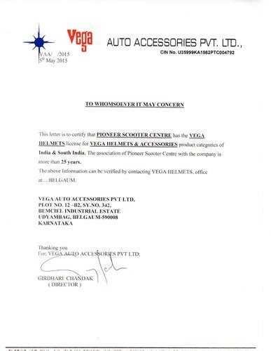 A letter of authorization is a type of document that provides a statement of how the author has granted permission to the person bearing the letter to conduct a procedure on his. Pioneer Scooter Centre - Wholesale Distributor from Redhills, Chennai, India | About Us