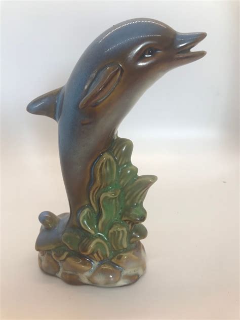 Ceramic Glazed Dolphin Figurine Etsy