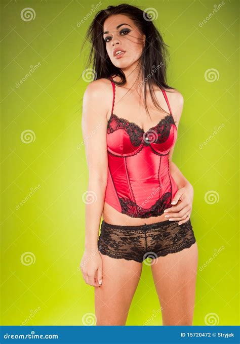 Seksowna Brunetki Dziewczyna Zdjęcie Stock Obraz złożonej z czerwień