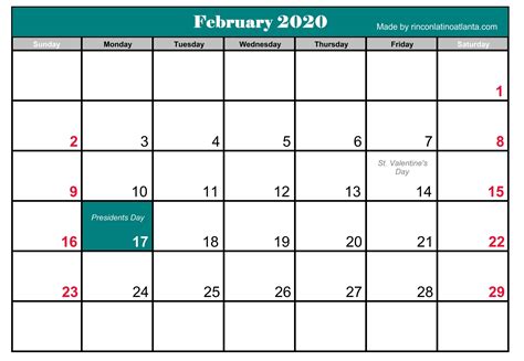 February 2020 Calendar With Us Australia Canada Holidays Sheet Free