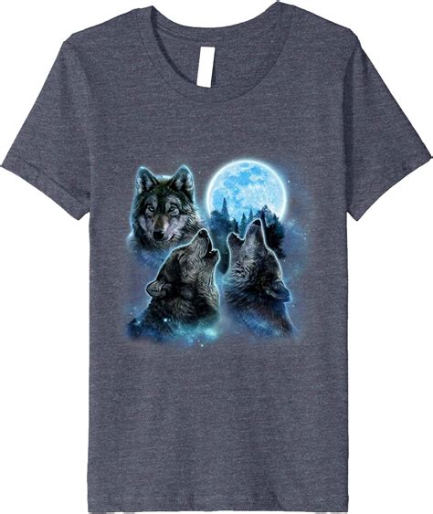 Three Wolves Howling And Moon Wolf T Shirt Clothing