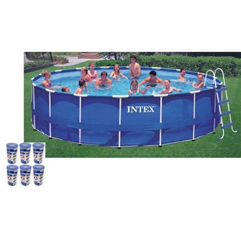 Intex 18 Ft X 48 In Round Metal Frame Swimming Pool Set With 1500
